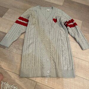 J FOR JUSTIFY WOMENS GRAY SWEATER DRESS WITH HEART NEW 1X